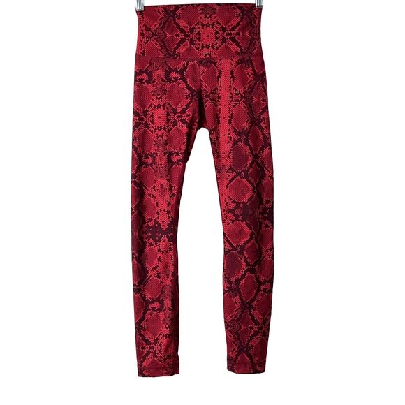 Lululemon Leggings Women Size 2 Red Animal Print Wunder Under Ziggy Active Pants - Picture 1 of 12